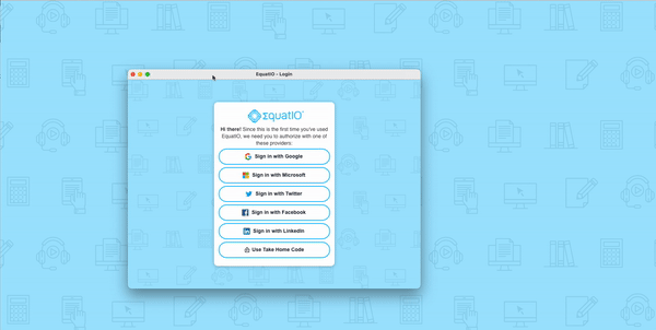 Moving image showing EquatIO modal being moved in order to access browser sign in